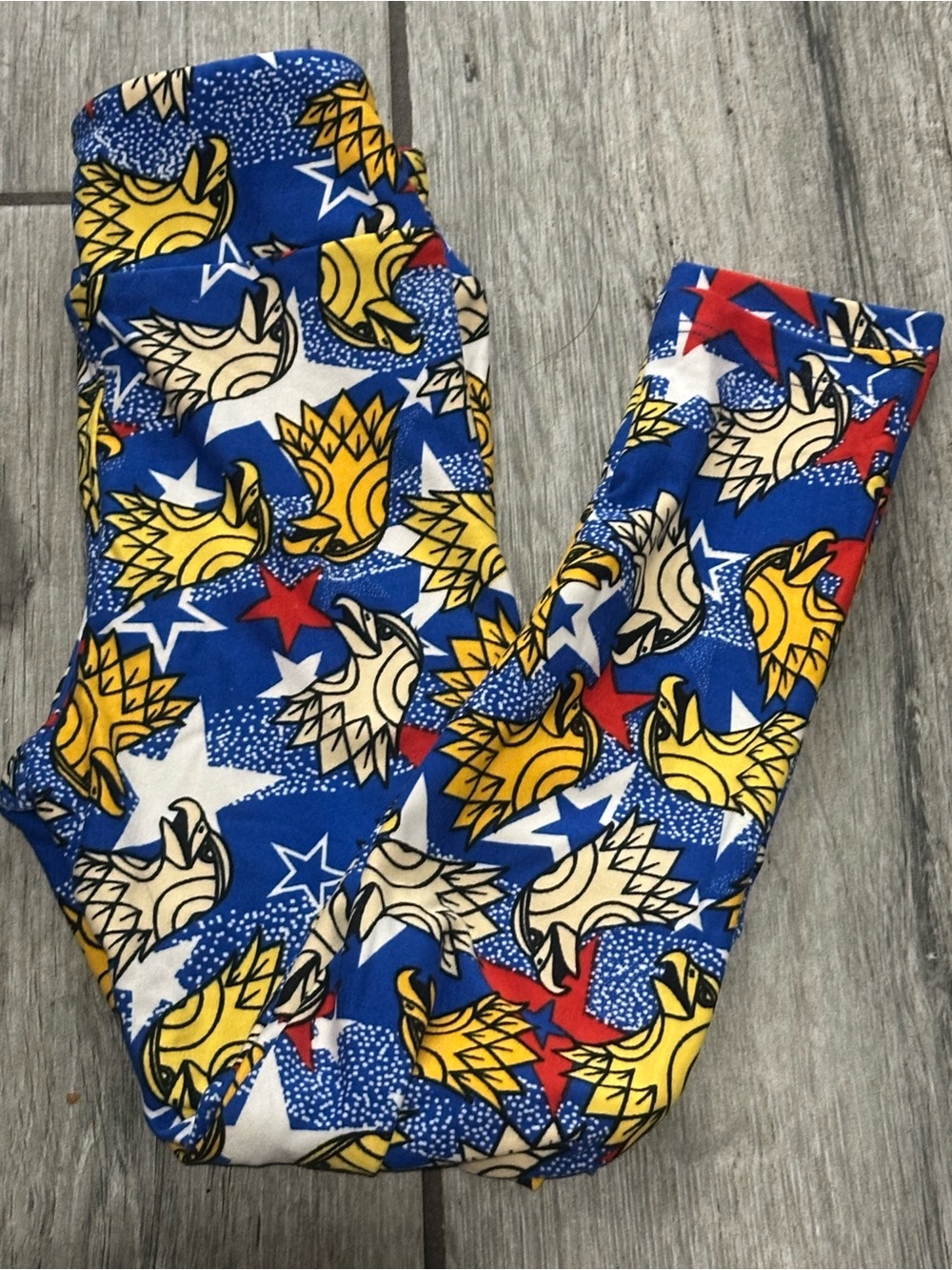 LuLaRoe Blue Eagle & Star Print Kids Leggings